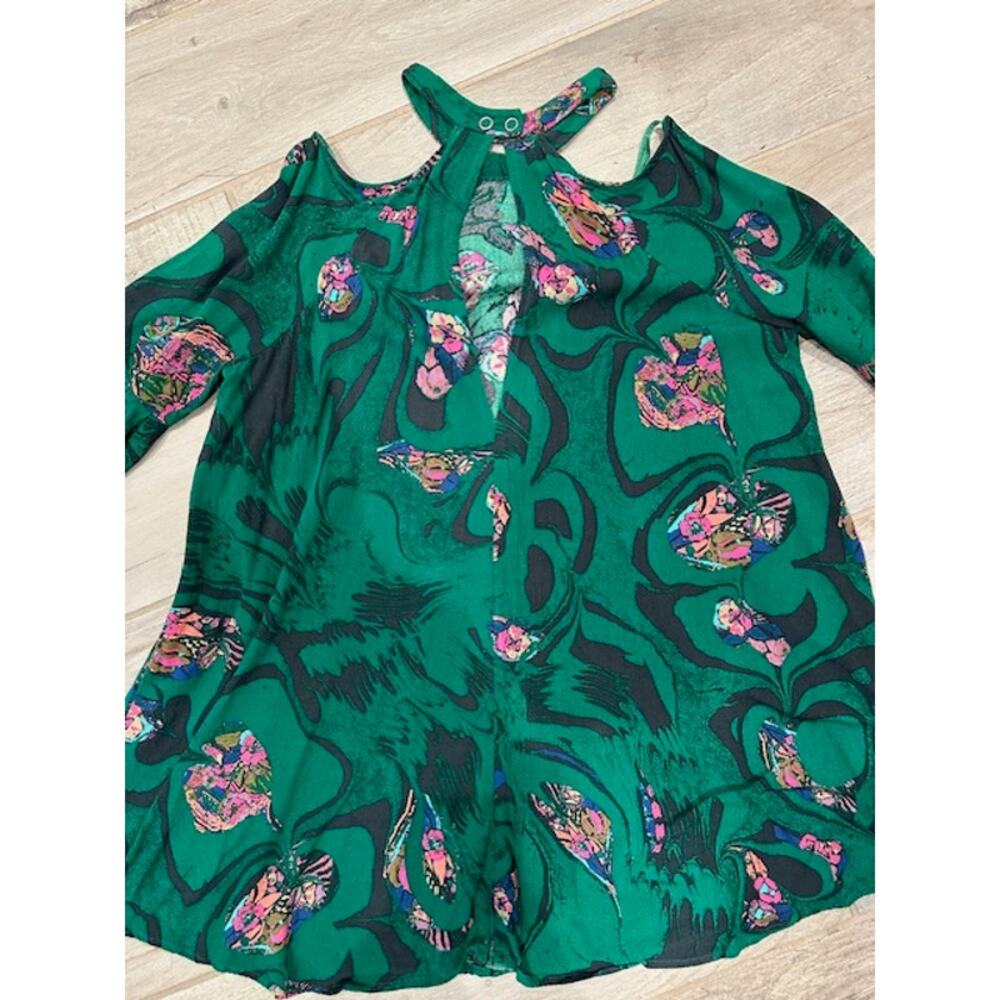 Free People Drift Away Cold Shoulder Tunic / Mini Dress Size: S Color: Green - Picture 7 of 9